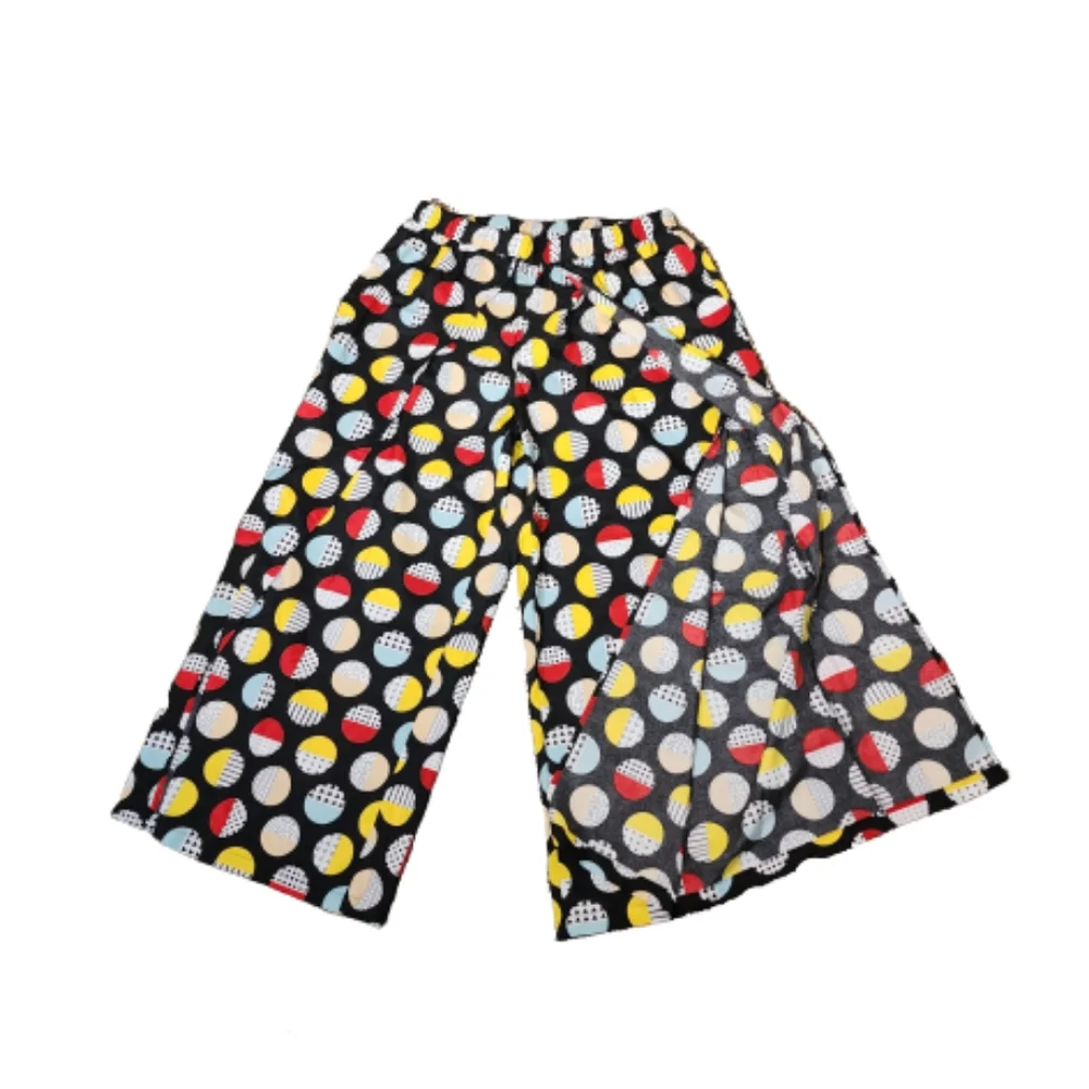 Pants Wide Leg Wrap Hem Geo Print Multicolor Red Multi Plus Size 1X - Picture 5 of 14